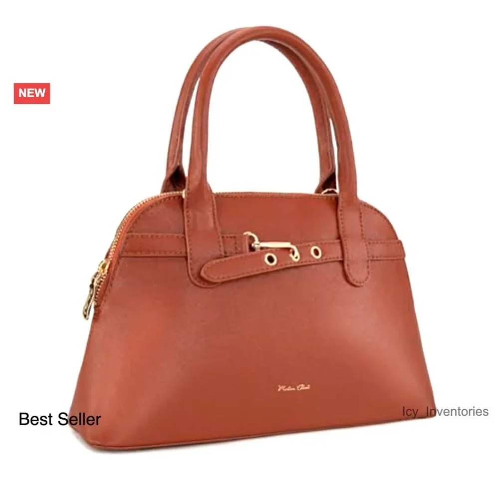 Textured Dome Satchel Crossbody Bag with Detachable Shoulder Strap